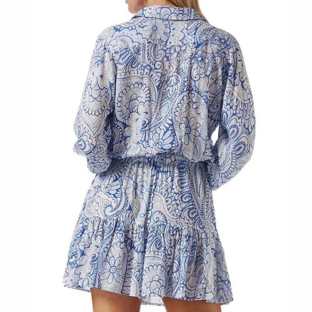 Melissa Odabash Gianna Azzuro Blue Paisley Shirtdress - Picture 6 of 10